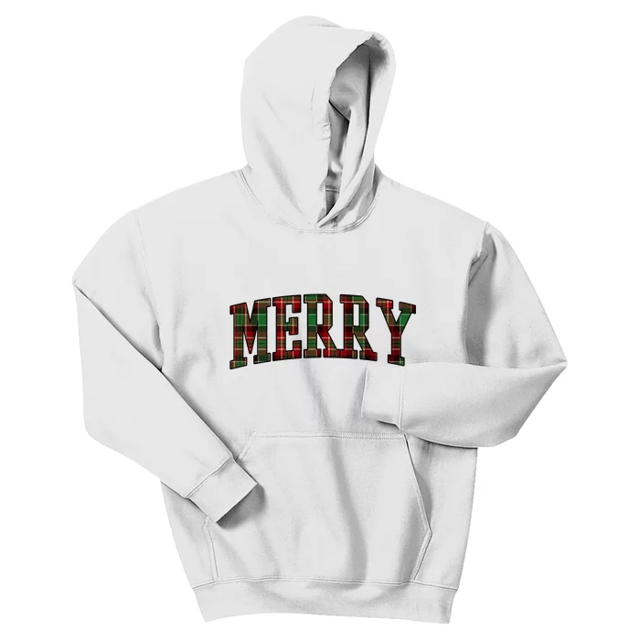 Merry Plaid Holiday Christmas Kids Hoodie