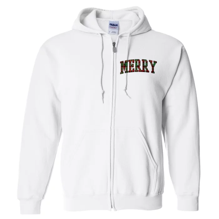 Merry Plaid Holiday Christmas Full Zip Hoodie