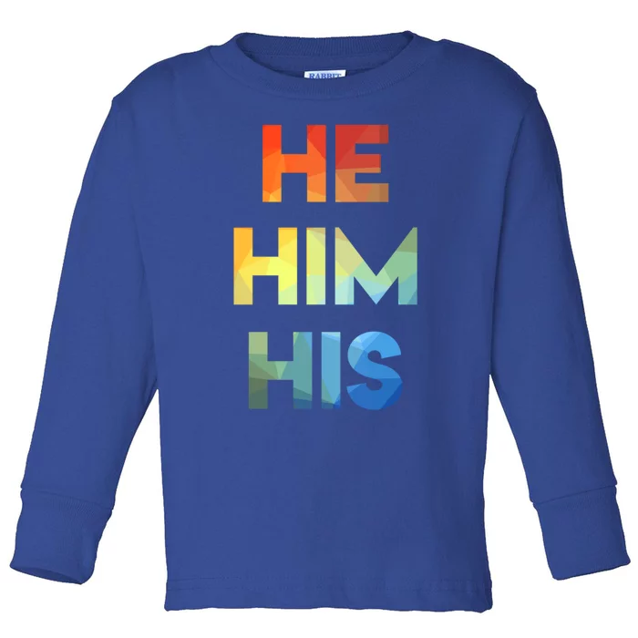 Male Pronouns He Him His Straight Against Hate Cute Gift Toddler Long Sleeve Shirt