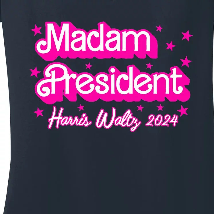 Madam President Harris 2024 Kamala Harris Waltz Women's V-Neck T-Shirt