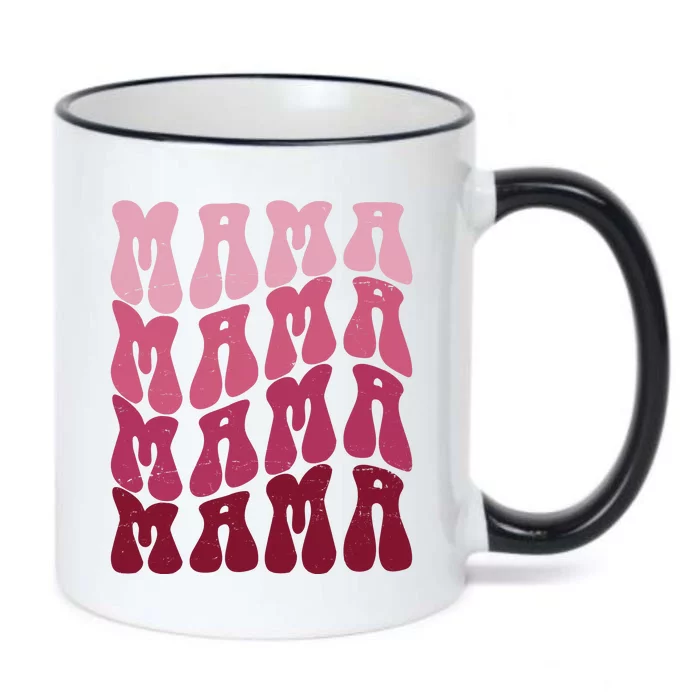 Mama Pink Hippie Retro Black Color Changing Mug