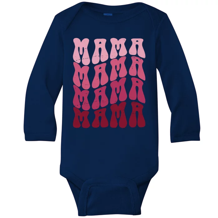 Mama Pink Hippie Retro Baby Long Sleeve Bodysuit