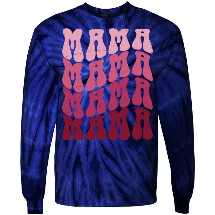 Mama Pink Hippie Retro Tie-Dye Long Sleeve Shirt