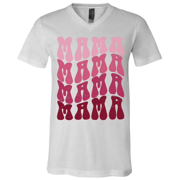 Mama Pink Hippie Retro V-Neck T-Shirt