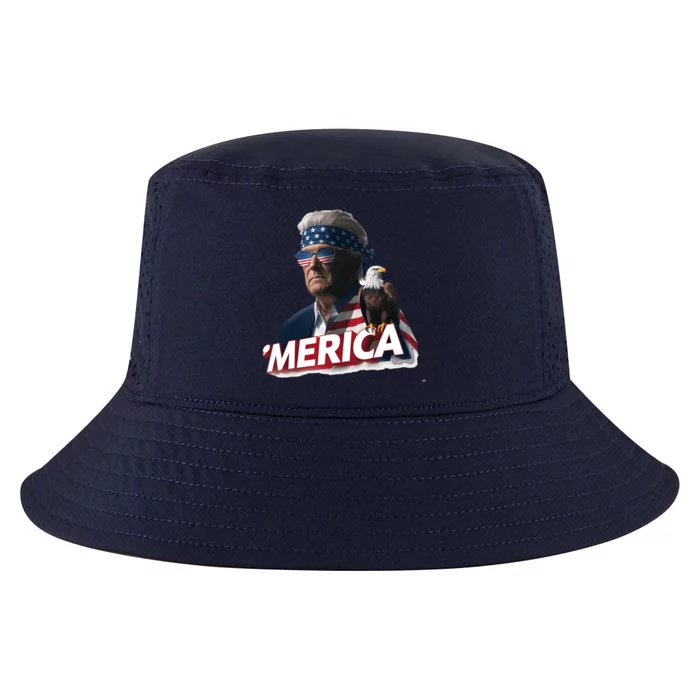 Merica Patriotic Happy 4th Of July American Flag Trump Great Gift Cool Comfort Performance Bucket Hat