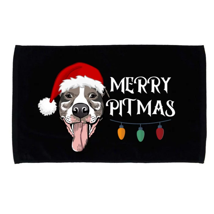 Merry Pitmas Happy Pitbull Santa Pitbull Christmas Cool Gift Microfiber Hand Towel