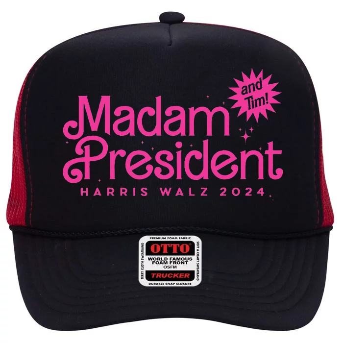 Madam President Harris Walz 2024 High Crown Mesh Trucker Hat