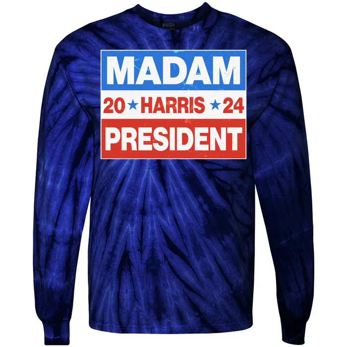 Madam President Harris Vote Kamala Harris 2024 Election Tie-Dye Long Sleeve Shirt