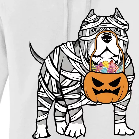 Mummy Pitbull Halloween Dog Ghost Funny Women's Pullover Hoodie