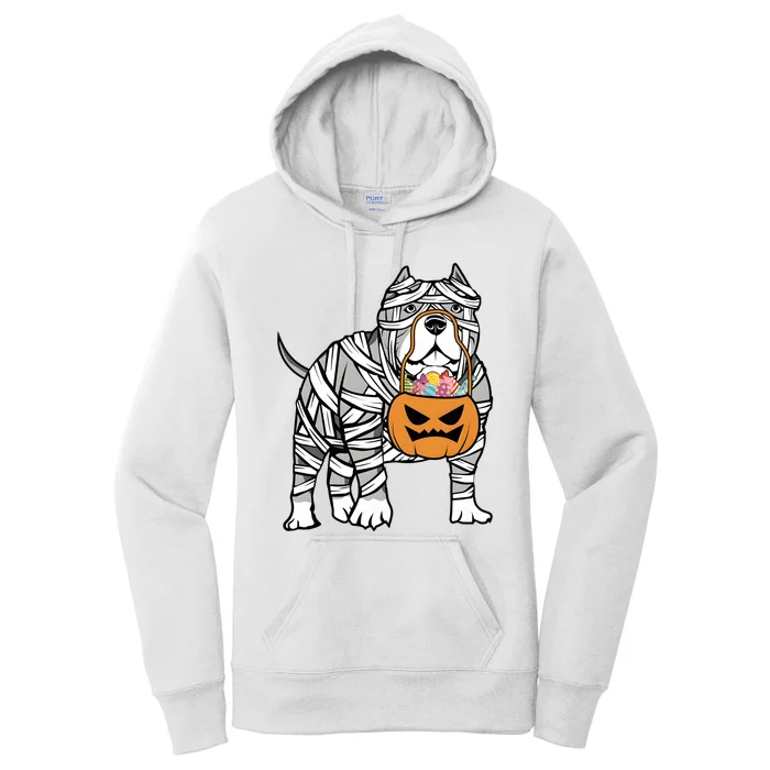 Mummy Pitbull Halloween Dog Ghost Funny Women's Pullover Hoodie