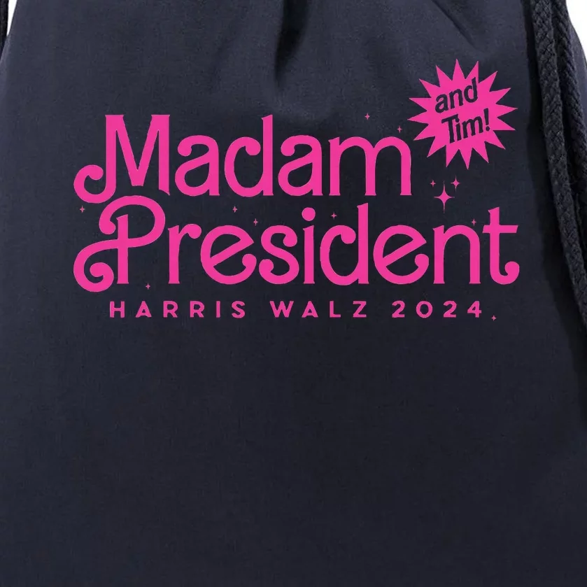 Madam President Harris Walz 2024 And Tim Walz Drawstring Bag