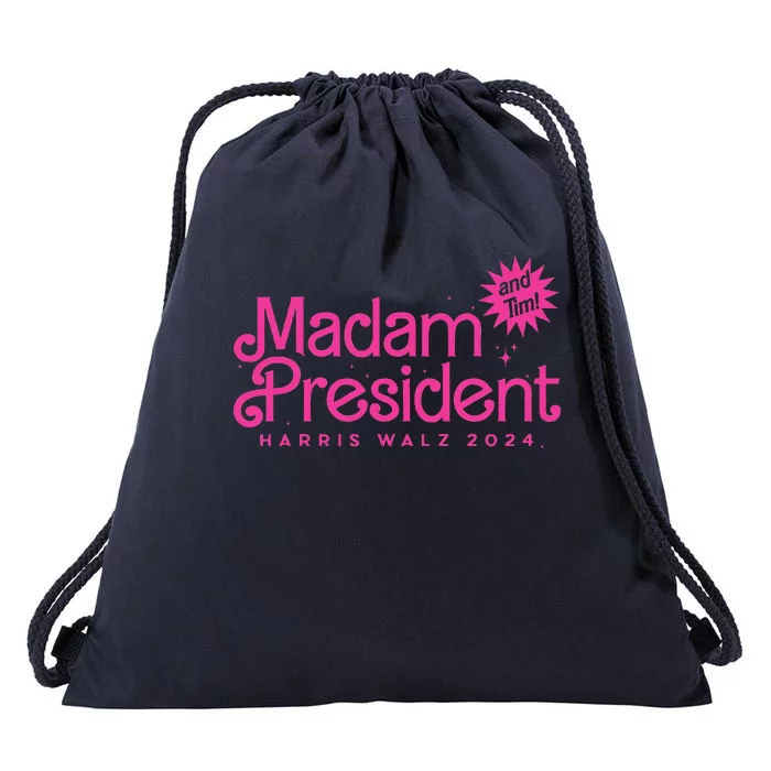 Madam President Harris Walz 2024 And Tim Walz Drawstring Bag