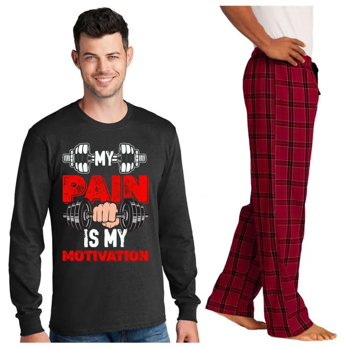 My Pain Is My Motivation Graphic Long Sleeve Pajama Set