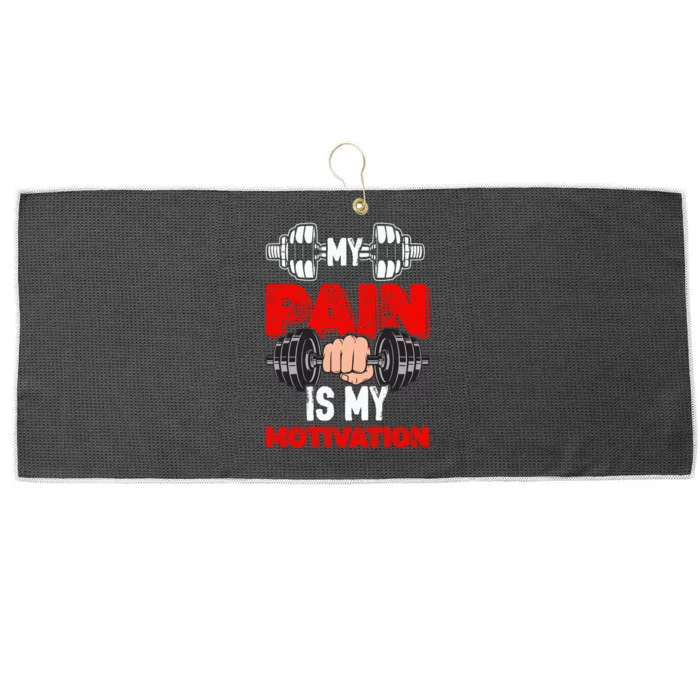 My Pain Is My Motivation Graphic Large Microfiber Waffle Golf Towel