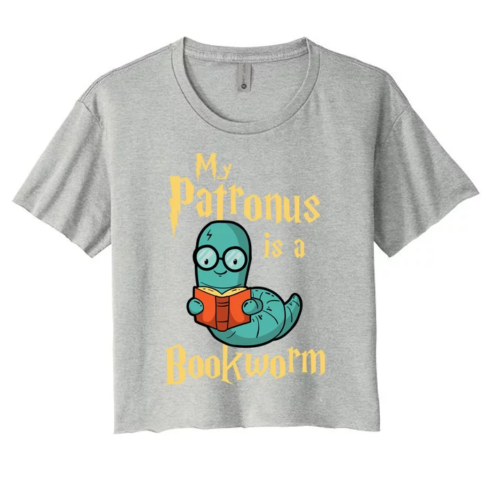 My Patronus Is A Bookworm Gift Funny Book Lover Gift And Reading Great Gift Women's Crop Top Tee