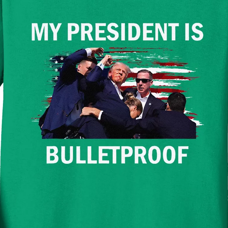 My President Is Bulletproof Kids Long Sleeve Shirt