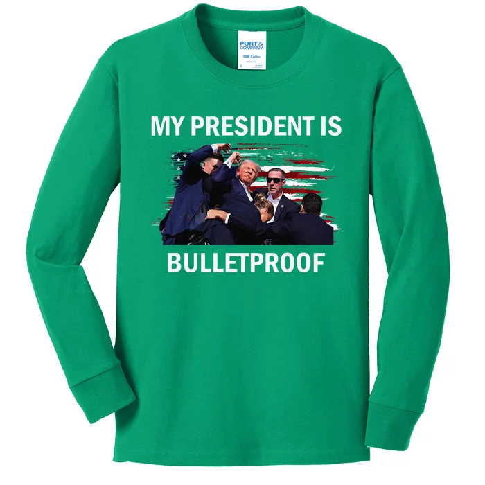 My President Is Bulletproof Kids Long Sleeve Shirt