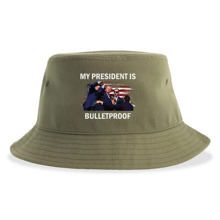 My President Is Bulletproof Sustainable Bucket Hat