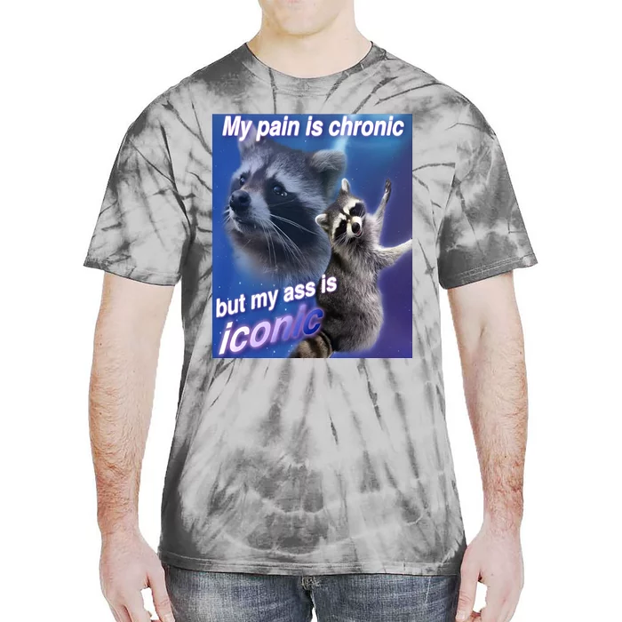 My Pain Is Chronic But My Ass Is Iconic Funny Raccoon Tie-Dye T-Shirt