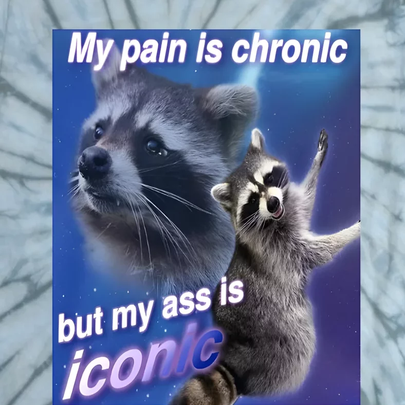 My Pain Is Chronic But My Ass Is Iconic Funny Raccoon Tie-Dye T-Shirt