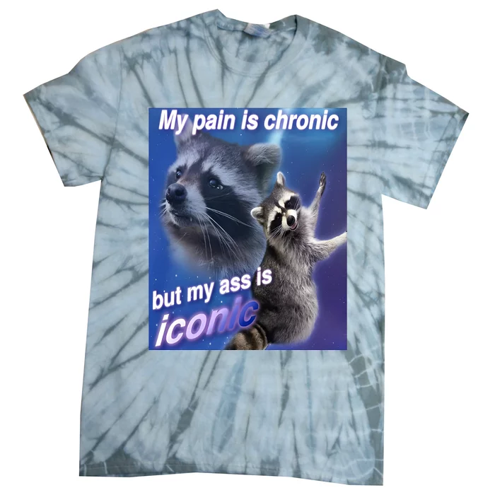 My Pain Is Chronic But My Ass Is Iconic Funny Raccoon Tie-Dye T-Shirt