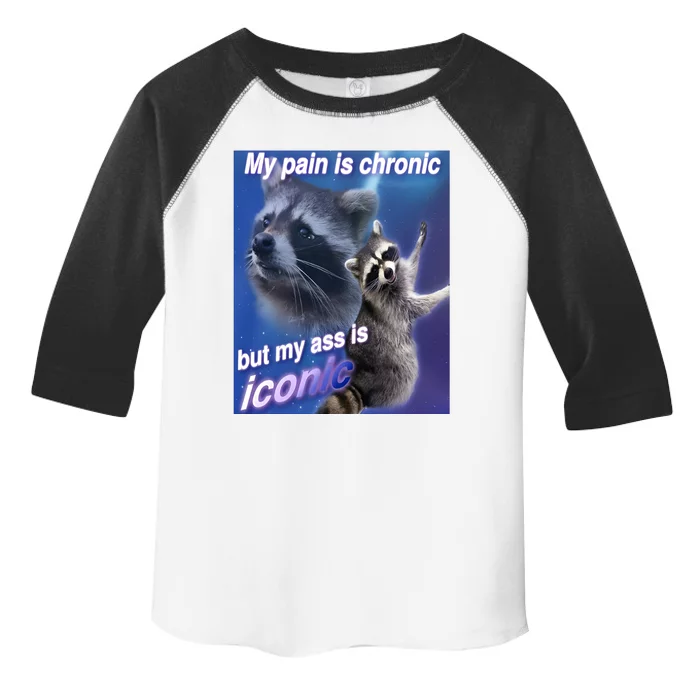 My Pain Is Chronic But My Ass Is Iconic Funny Raccoon Toddler Fine Jersey T-Shirt