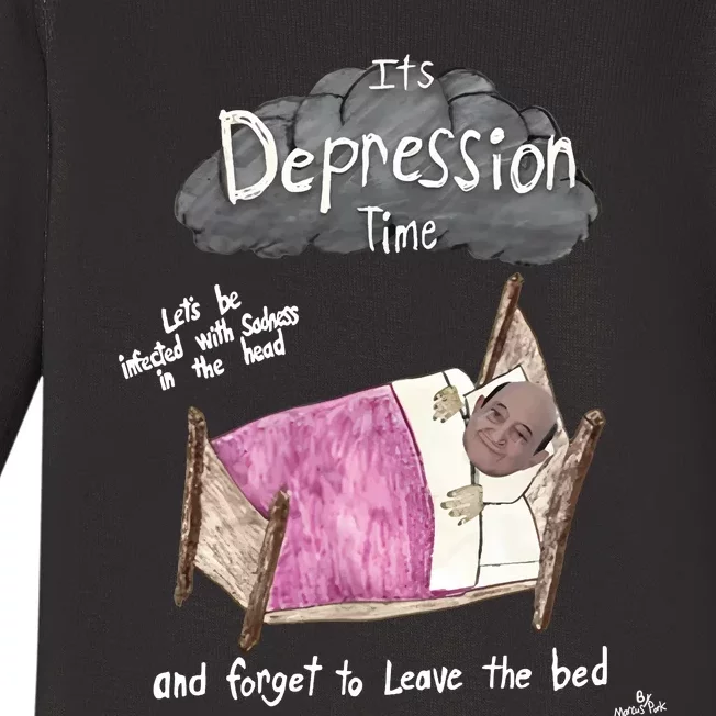 Marcus Pork ItS Depression Time And Forget To Leave The Bed Baby Long Sleeve Bodysuit