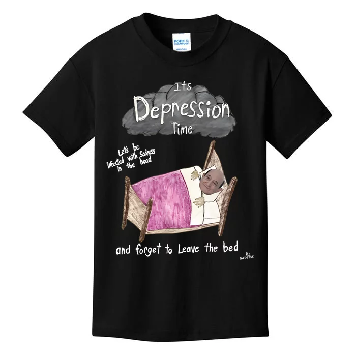 Marcus Pork ItS Depression Time And Forget To Leave The Bed Kids T-Shirt