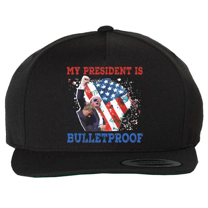 My President Is Bulletproof Wool Snapback Cap