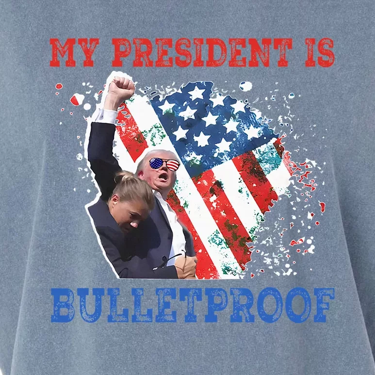 My President Is Bulletproof Garment-Dyed Women's Muscle Tee