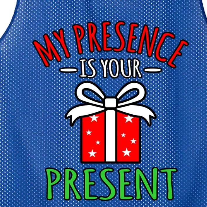 My Presence Is Your Present Merry Christmas Santa Graphic Gift Mesh Reversible Basketball Jersey Tank