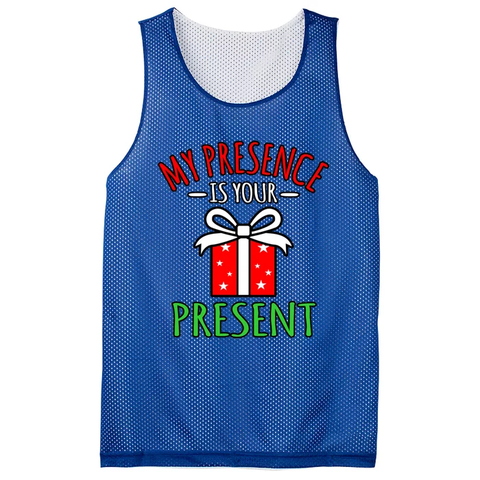 My Presence Is Your Present Merry Christmas Santa Graphic Gift Mesh Reversible Basketball Jersey Tank