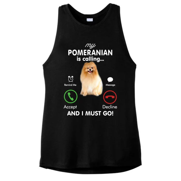 My Pomeranian Is Calling Funny Gift Pom Mom Birthday Gift Ladies Tri-Blend Wicking Tank