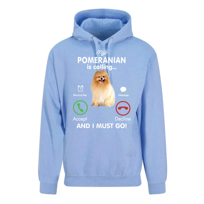 My Pomeranian Is Calling Funny Gift Pom Mom Birthday Gift Unisex Surf Hoodie