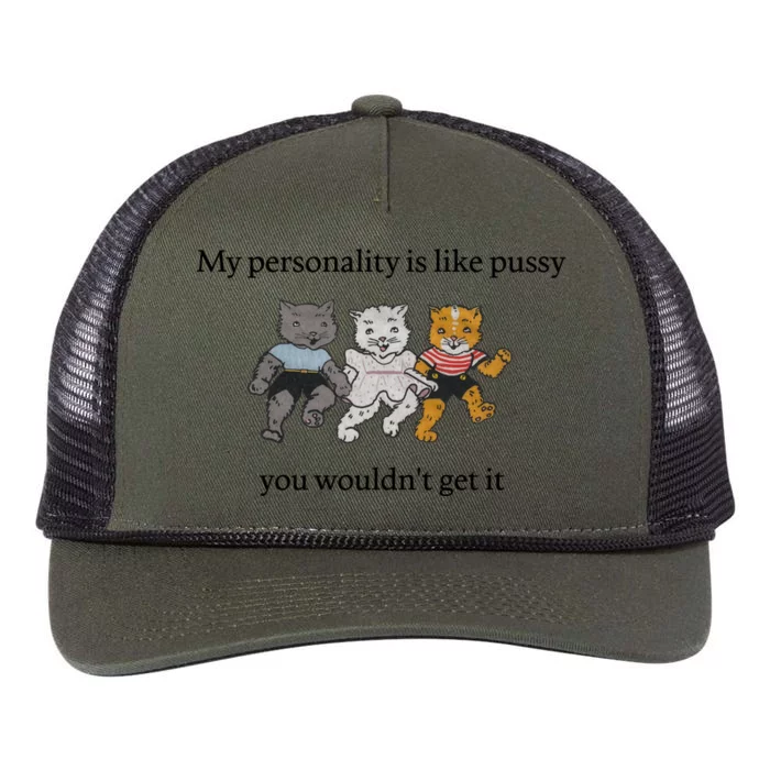 My Personality Is Like Pussy You Wouldn't Get It Baby Cute Cats Retro Rope Trucker Hat Cap