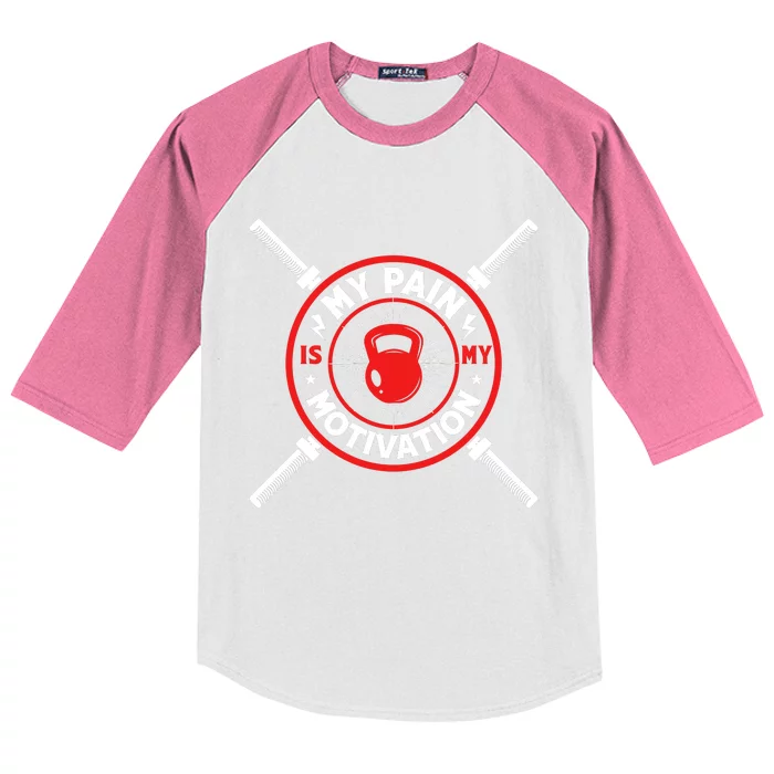 My Pain Is My Motivation Gym Graphic Kids Colorblock Raglan Jersey