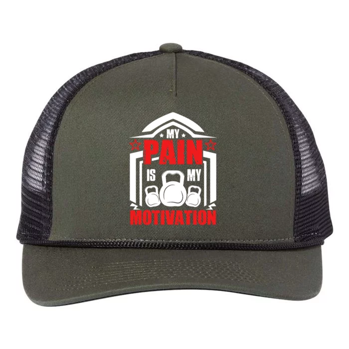 My Pain Is My Motivation Fitness Graphic Retro Rope Trucker Hat Cap