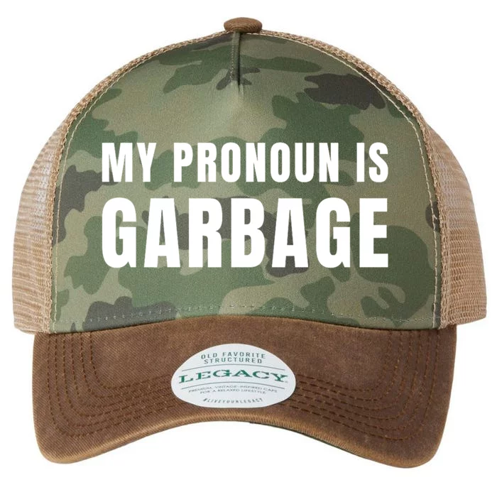 My Pronoun Is Garbage Sarcastic Trump Vance Supporters Maga Legacy Tie Dye Trucker Hat