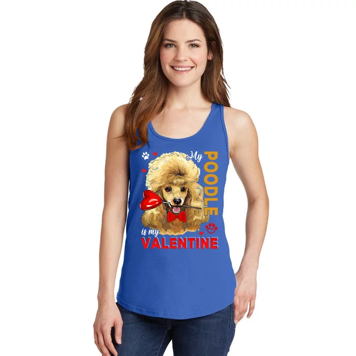 My Poodle Is My Valentine Cute Dog Holding Heart Lover Gift Ladies Essential Tank