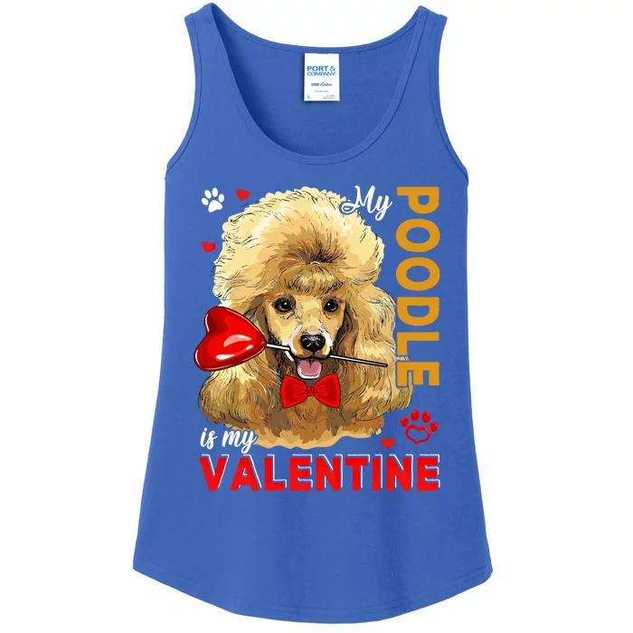 My Poodle Is My Valentine Cute Dog Holding Heart Lover Gift Ladies Essential Tank