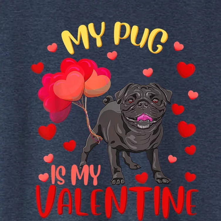 My Pug Is My Valentine Heart Funny Pug Valentines Day Women Women's Crop Top Tee