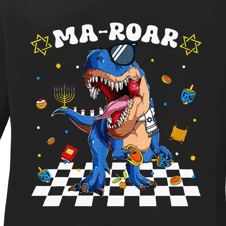 Maroar Passover Jewish Holiday Dinosaur Dino Seder Ladies Long Sleeve Shirt