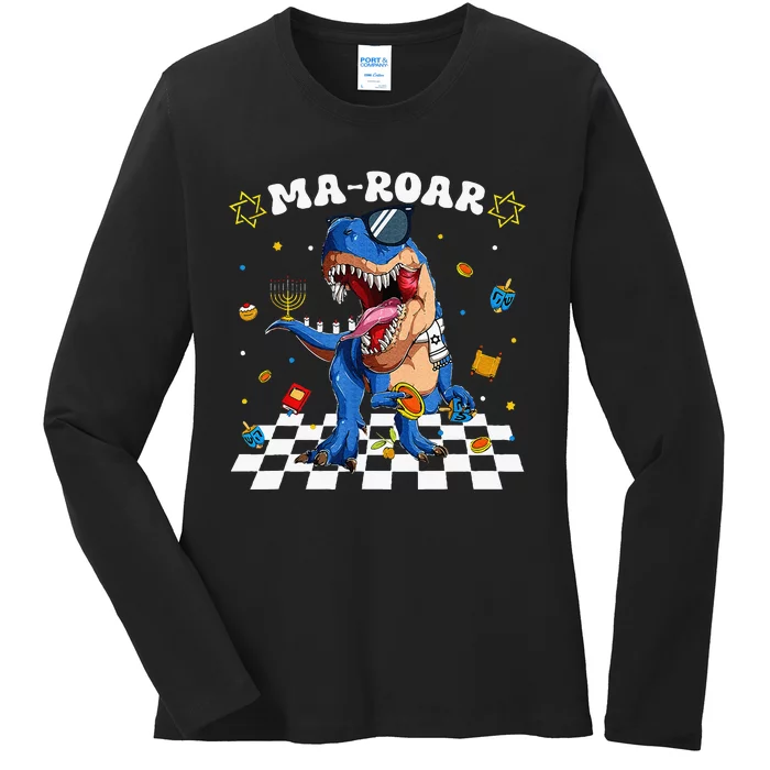 Maroar Passover Jewish Holiday Dinosaur Dino Seder Ladies Long Sleeve Shirt