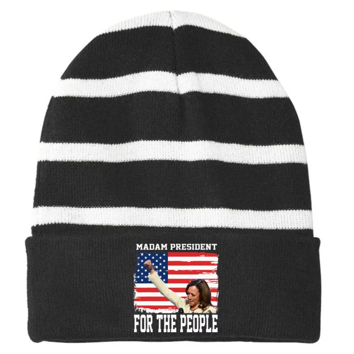 Madam President Kamala Striped Beanie with Solid Band