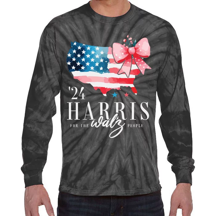 Madam President Kamala Harris 2024 Coquette Clothes Tim Walz Tie-Dye Long Sleeve Shirt