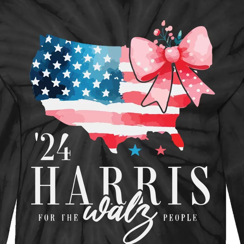 Madam President Kamala Harris 2024 Coquette Clothes Tim Walz Tie-Dye Long Sleeve Shirt