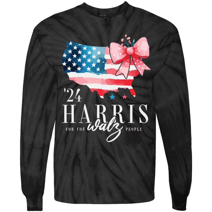 Madam President Kamala Harris 2024 Coquette Clothes Tim Walz Tie-Dye Long Sleeve Shirt