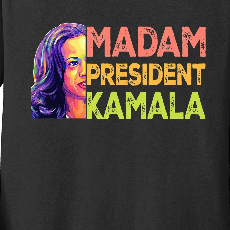 Madam President Kamala Harris 2024 Kids Long Sleeve Shirt