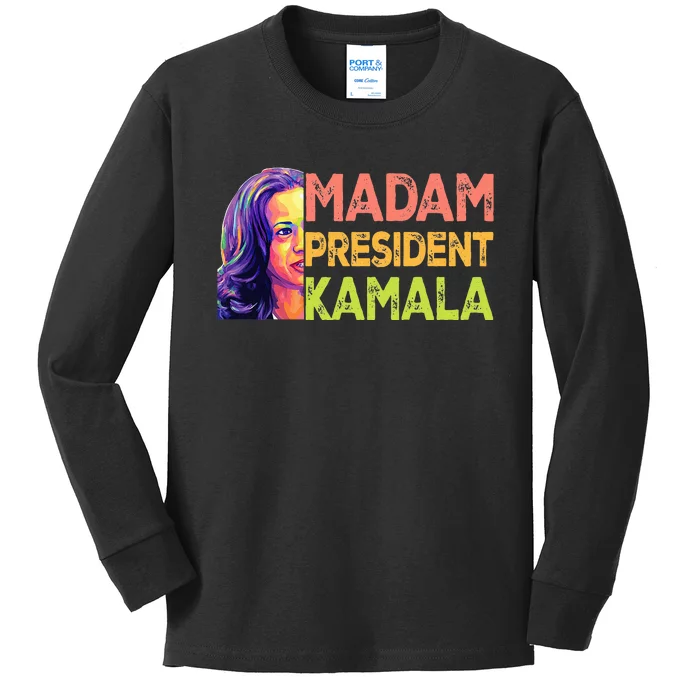 Madam President Kamala Harris 2024 Kids Long Sleeve Shirt