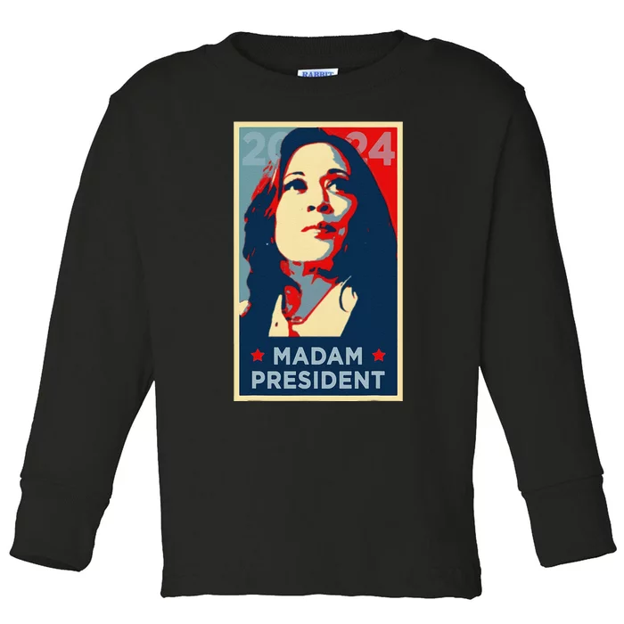 Madam President Kamala Harris 2024 Change Breaking Barriers Toddler Long Sleeve Shirt